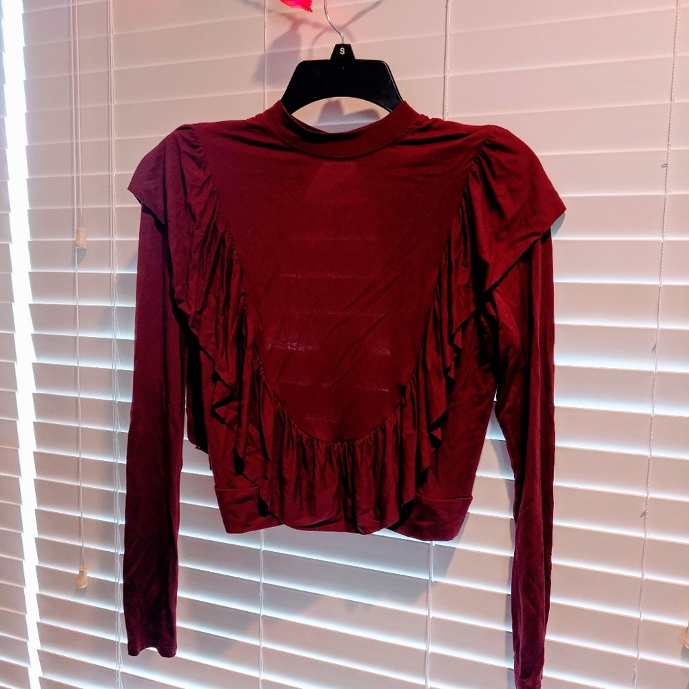 Flowy Ruffle Front Blouse